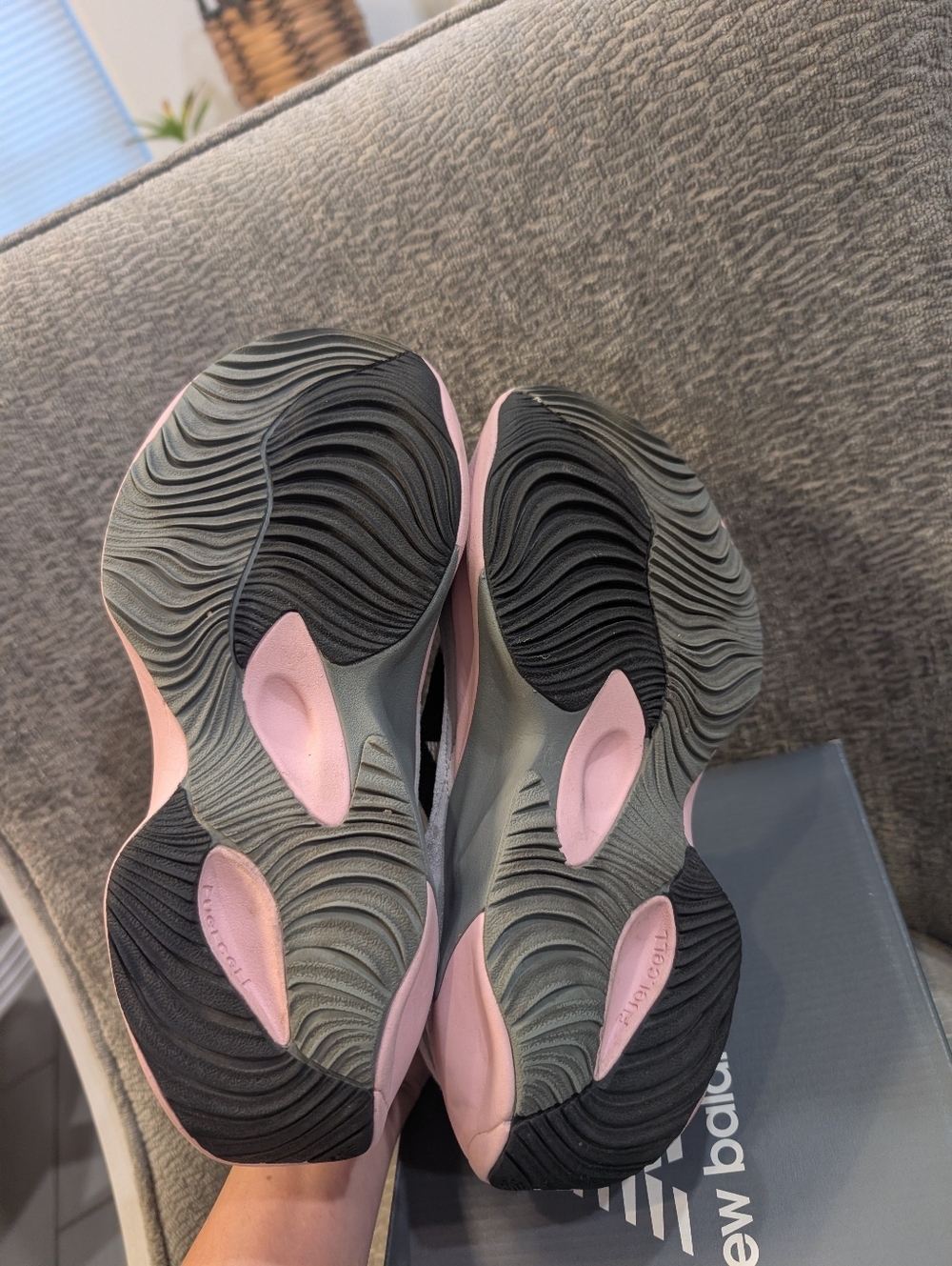 New Balance Women’s Light Gray & Pink Platform Sneakers - Picture 7 of 10